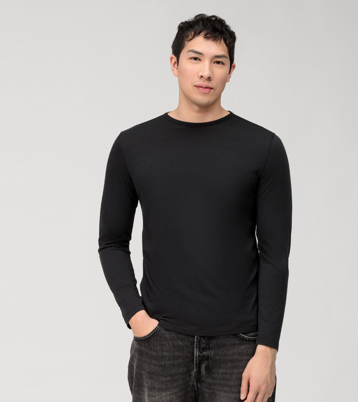 Casual Jersey, long-sleeved t-shirt, Black