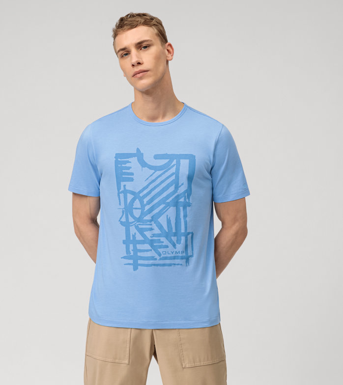 Casual , T-Shirt, modern fit, Bleu Clair