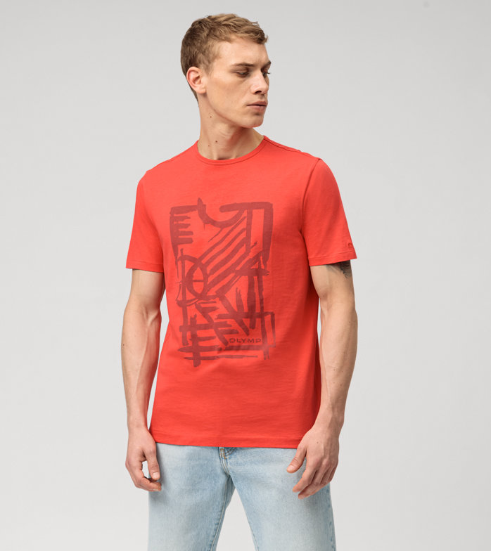 Casual , T-Shirt, modern fit, Rood
