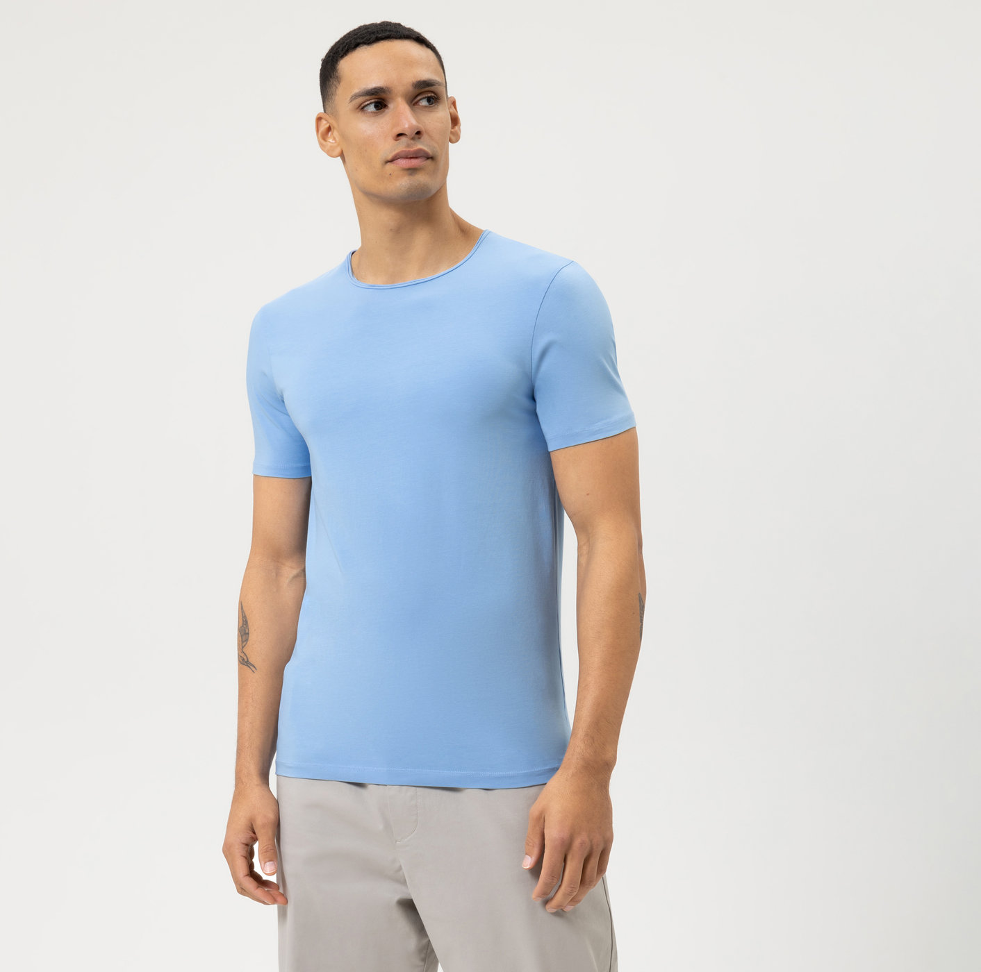 OLYMP Level Five Casual , T-Shirt, body fit | Light Blue - 56603210
