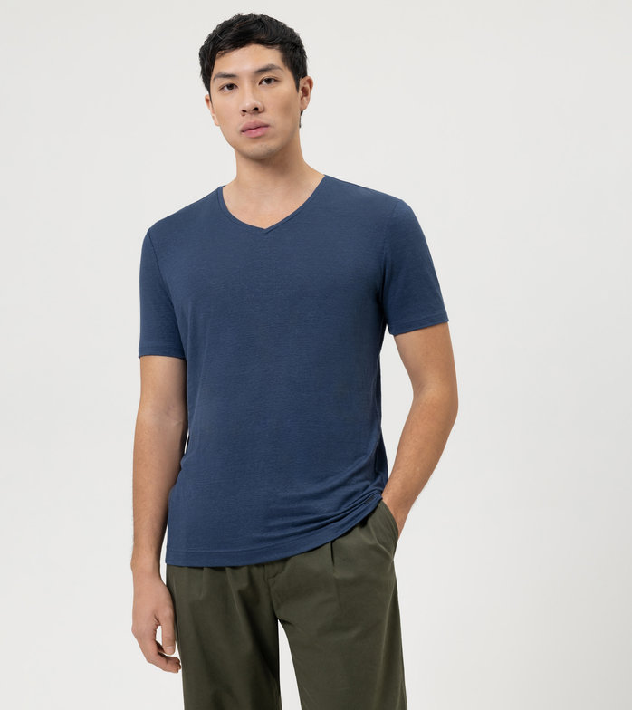 Level Five Casual , T-Shirt, body fit, Smoke Blue