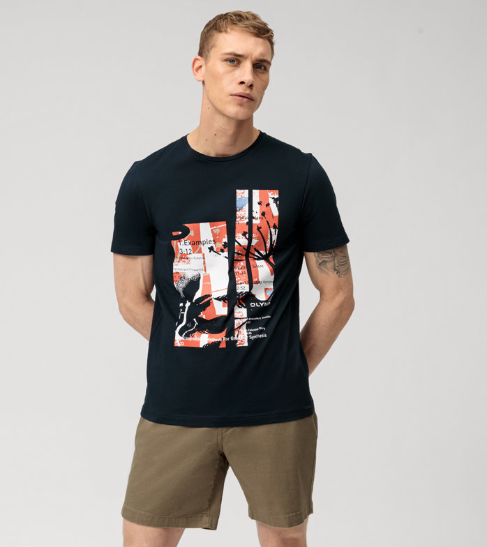  Level Five Casual , T-Shirt, body fit, Marine