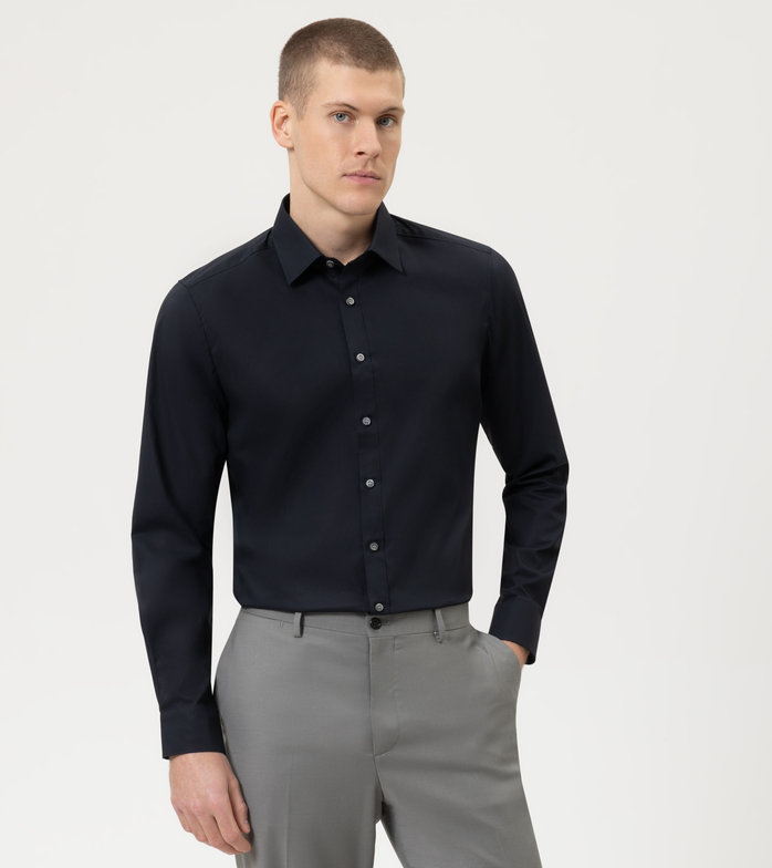 Level Five, Business shirt, body fit, New York Kent, Black