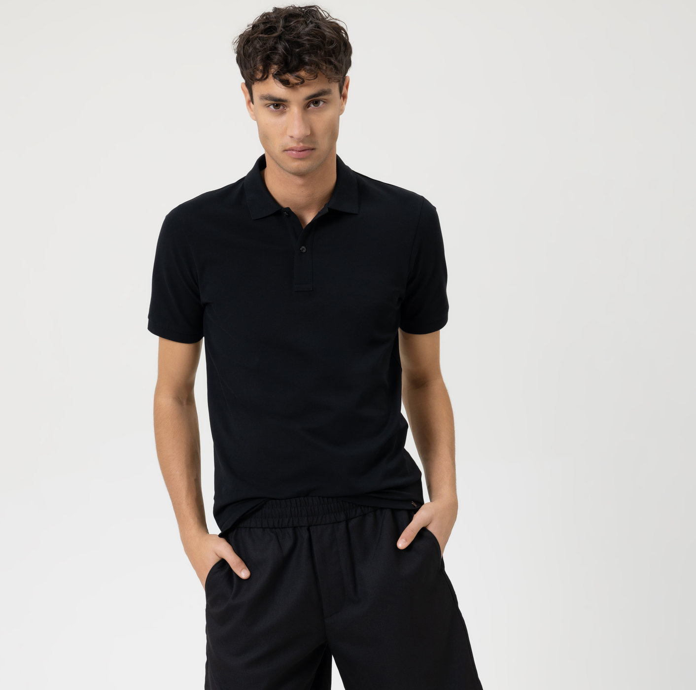 OLYMP Level Five Casual , body fit, Polo, Schwarz