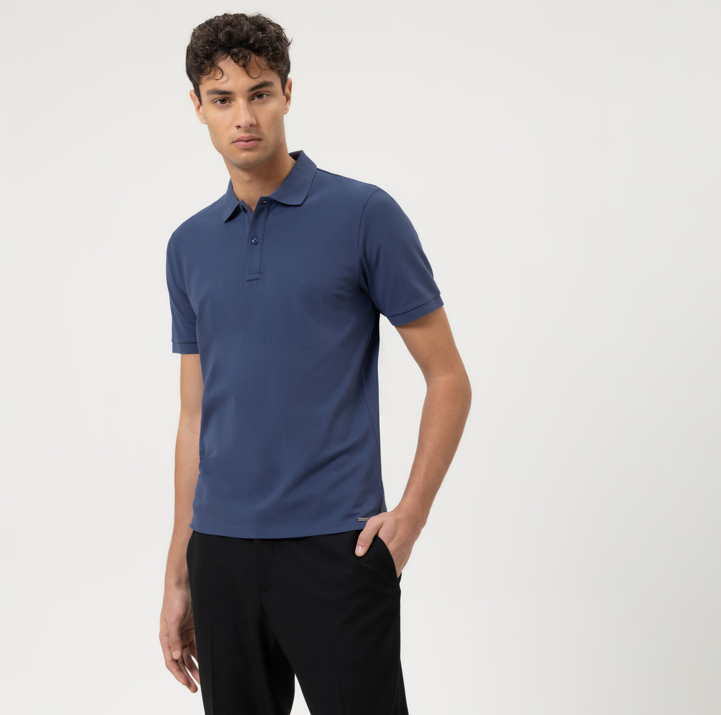 OLYMP Level Five Casual Polo, body fit, Indigo