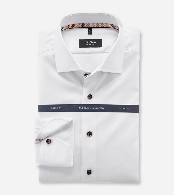 SIGNATURE, Business shirt, tailored fit, SIGNATURE Kent, White