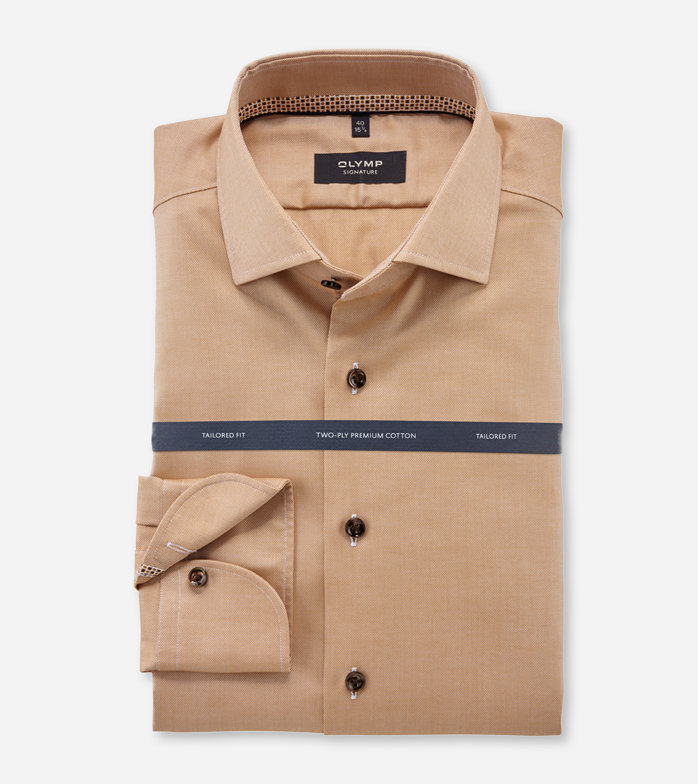 SIGNATURE, Business shirt, tailored fit, SIGNATURE Kent, Caramel