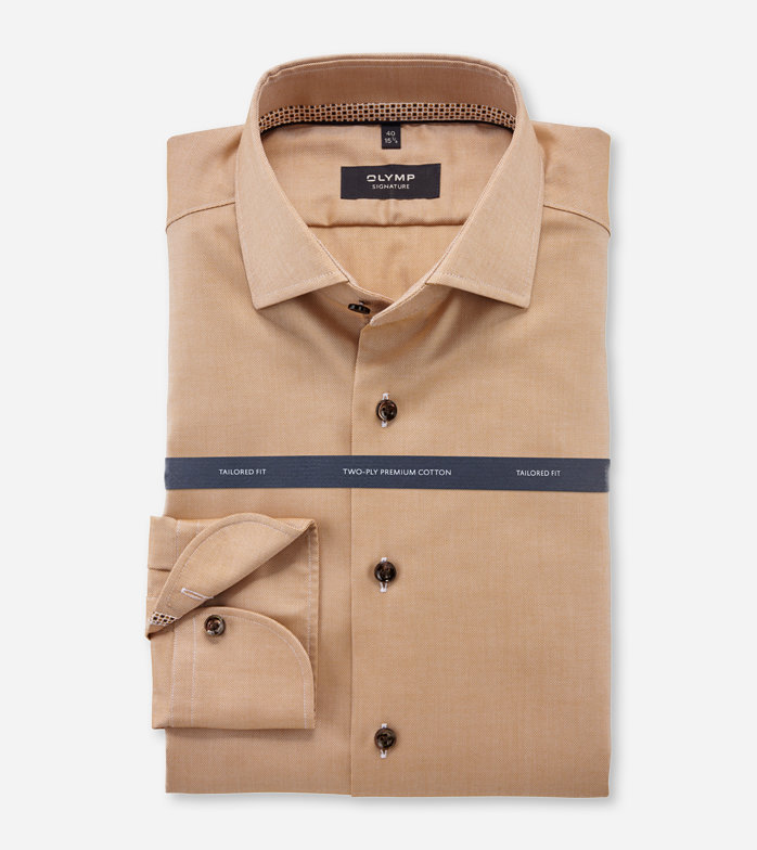 SIGNATURE, Zakelijk overhemd, tailored fit, SIGNATURE Kent, Caramel