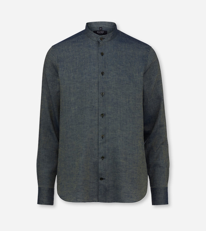SIGNATURE Casual, Casual shirt, tailored fit, Stand-up collar, Grey Green