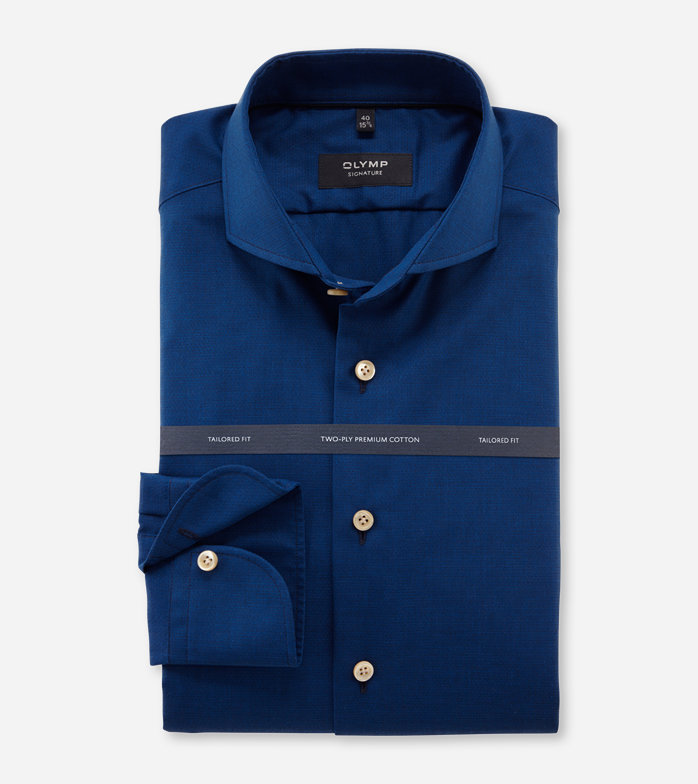 SIGNATURE, Business shirt, tailored fit, SIGNATURE Cutaway, Midnight Blue