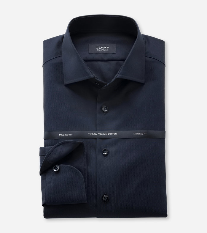 SIGNATURE, Chemise d'affaires, tailored fit, SIGNATURE Kent, Bleu Nuit