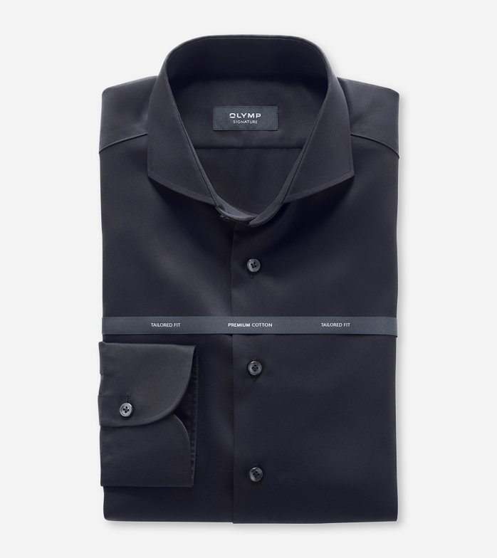 SIGNATURE, Business shirt, tailored fit, SIGNATURE Cutaway, Black