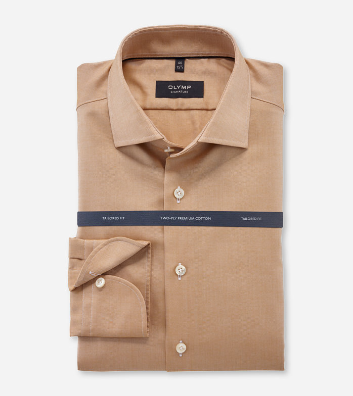 SIGNATURE, Zakelijk overhemd, tailored fit, SIGNATURE Kent, Caramel