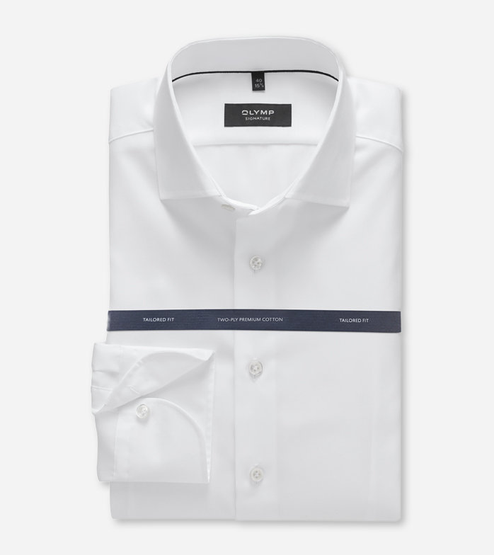 SIGNATURE, Business shirt, tailored fit, SIGNATURE Kent, White